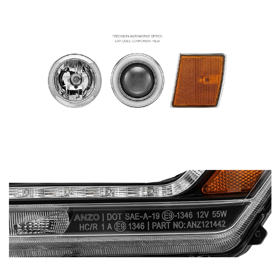Anzo USA Black Crystal Projector Headlights w/ Halo for Toyota Camry (2010-2011) — Pair | ANZ121442