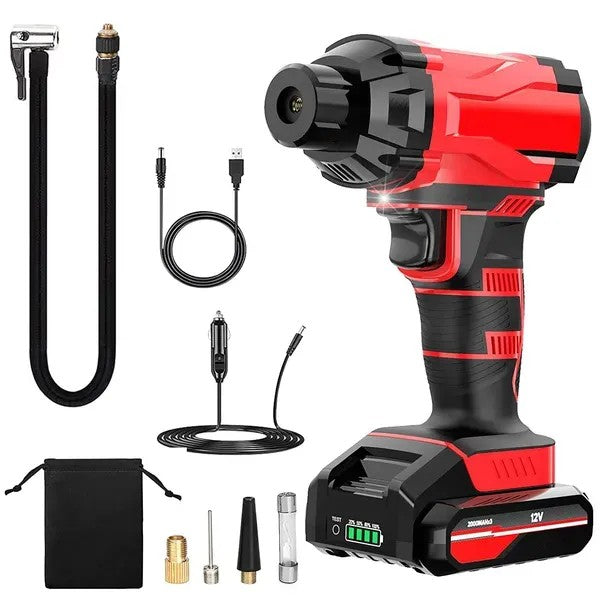 Focus Flow Touch - 150PSI Cordless Portable Air Compressor & Tire Inflator with 6000mAh Battery & 12V Car Adapter