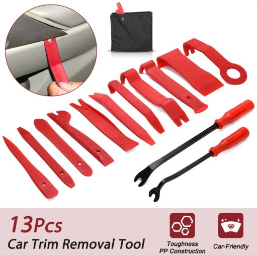 Car trim removal tool, automatic door panel clip, dash, interior plastic radio body, opening pressure kit