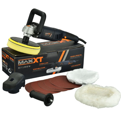 Car Buffer Polisher Rotary Variable Speed Car Polishing Machine 7 Inch Car Detailing Kit With D And Side Handle, Woolen Fleece Hood, Terry Polishing Bonnet, Sanding Discs